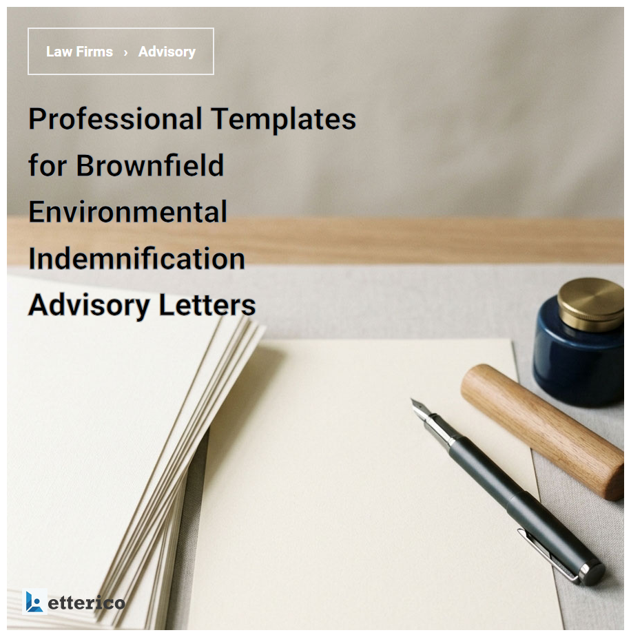 Professional Templates for Brownfield Environmental Indemnification Advisory Letters