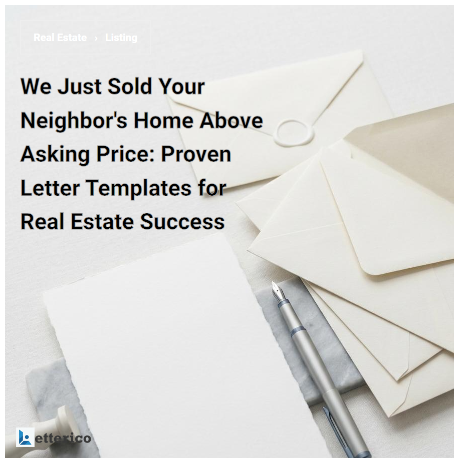 We Just Sold Your Neighbor's Home Above Asking Price: Proven Letter Templates for Real Estate Success