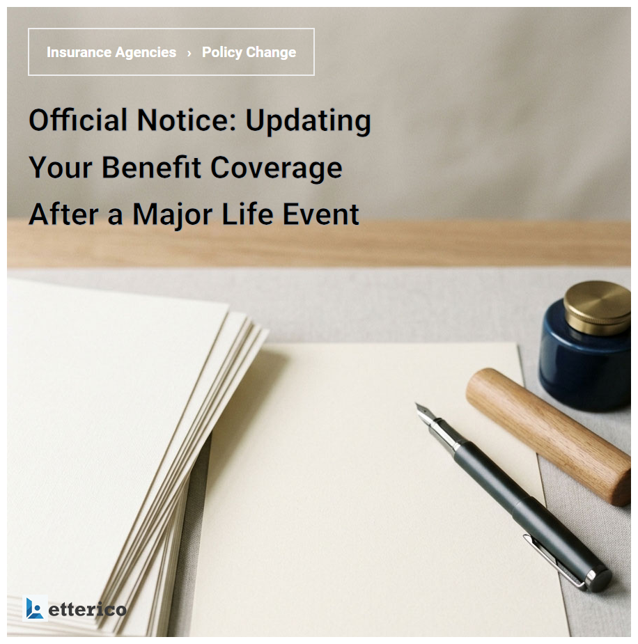 Official Notice: Updating Your Benefit Coverage After a Major Life Event
