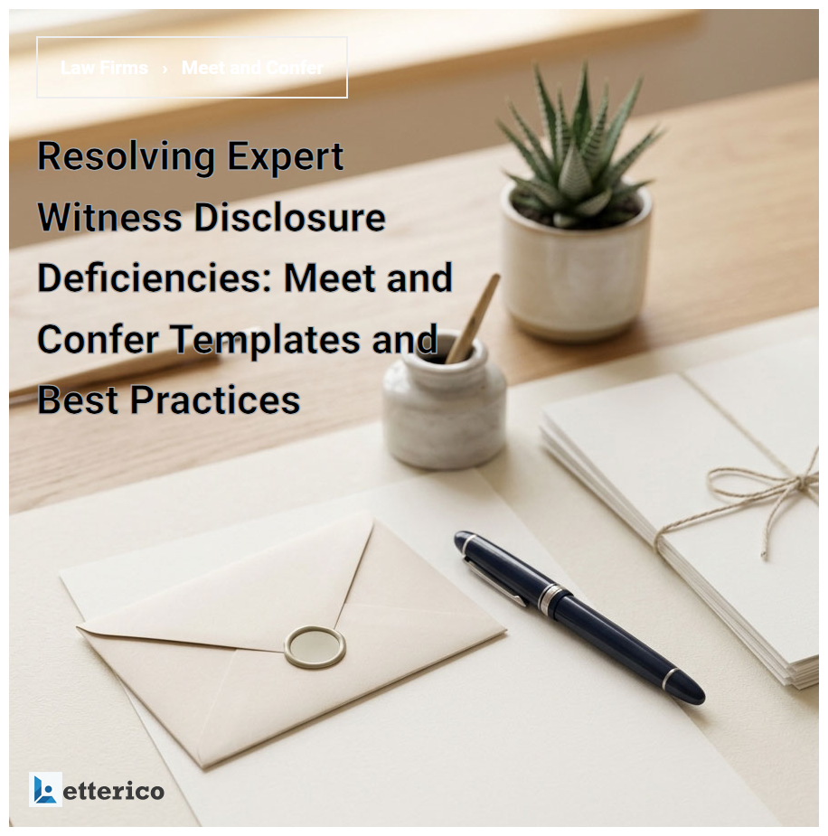 Resolving Expert Witness Disclosure Deficiencies: Meet and Confer Templates and Best Practices