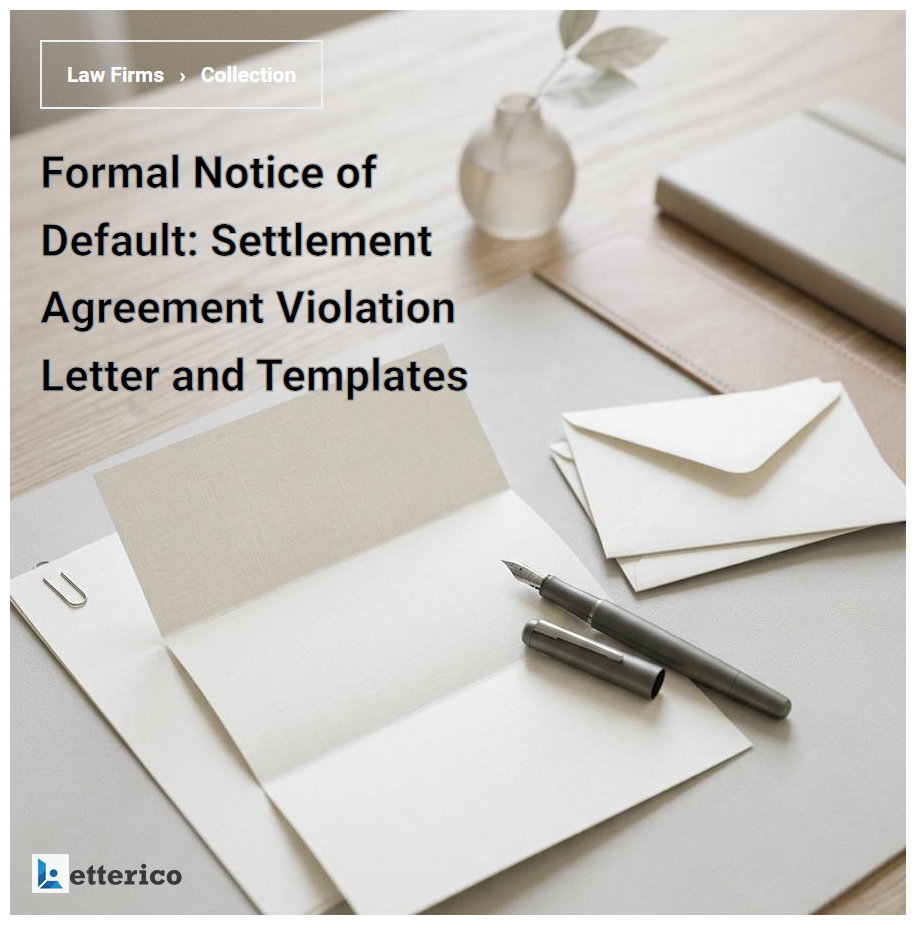 Formal Notice of Default: Settlement Agreement Violation Letter and Templates