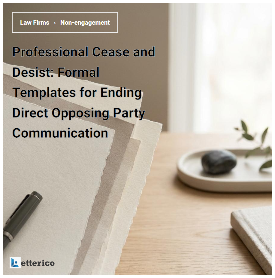 Professional Cease and Desist: Formal Templates for Ending Direct Opposing Party Communication