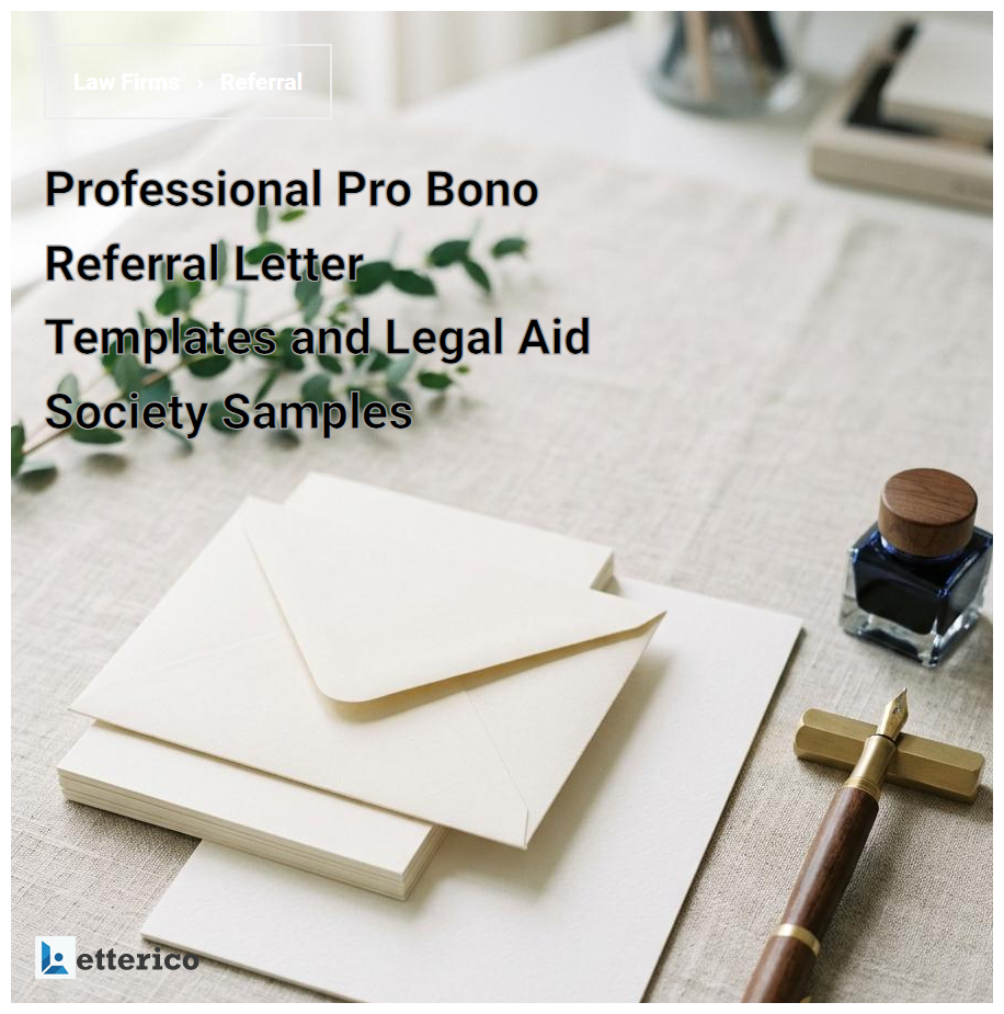 Professional Pro Bono Referral Letter Templates and Legal Aid Society Samples