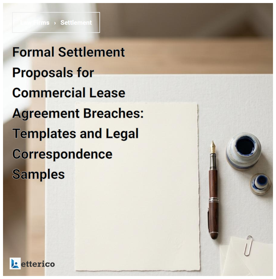 Formal Settlement Proposals for Commercial Lease Agreement Breaches: Templates and Legal Correspondence Samples