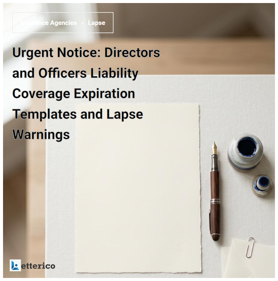Urgent Notice: Directors and Officers Liability Coverage Expiration Templates and Lapse Warnings