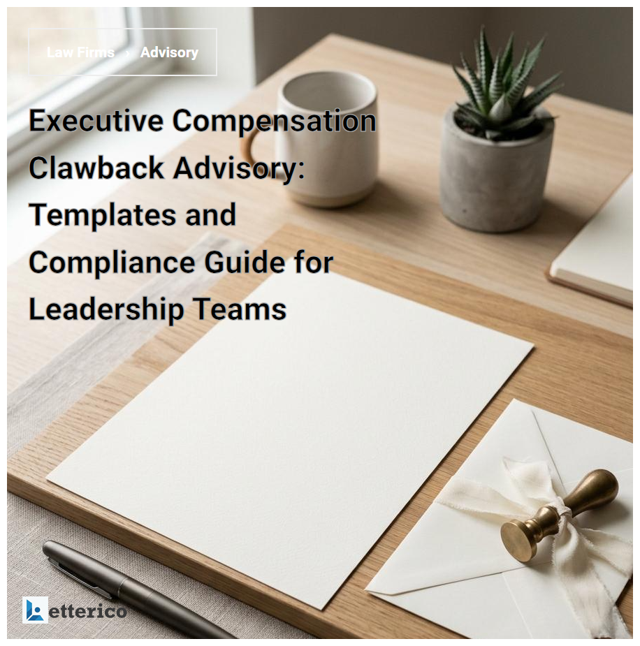 Executive Compensation Clawback Advisory: Templates and Compliance Guide for Leadership Teams