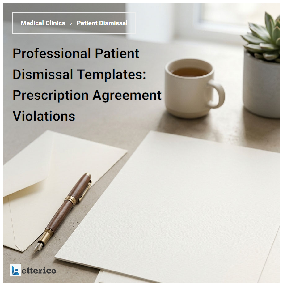 Professional Patient Dismissal Templates: Prescription Agreement Violations