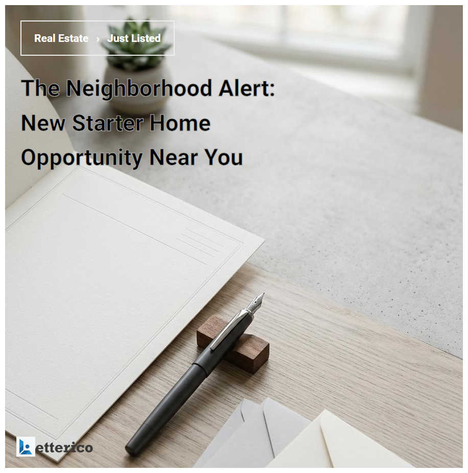 The Neighborhood Alert: New Starter Home Opportunity Near You