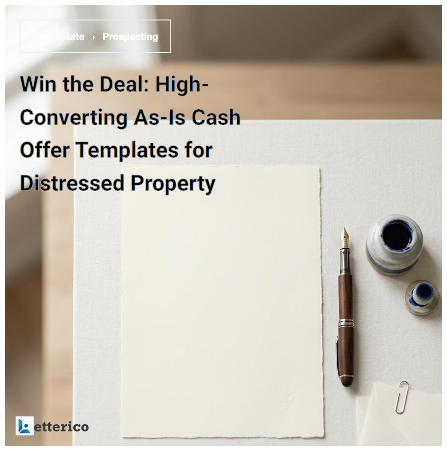 Win the Deal: High-Converting As-Is Cash Offer Templates for Distressed Property