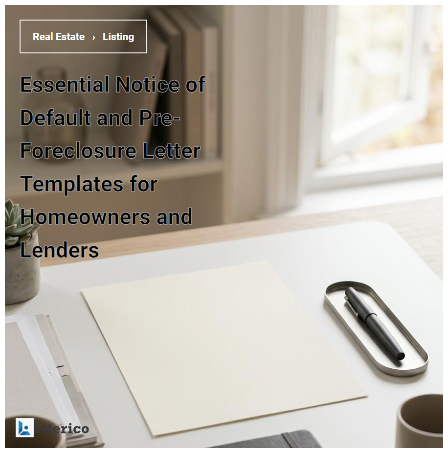 Essential Notice of Default and Pre-Foreclosure Letter Templates for Homeowners and Lenders