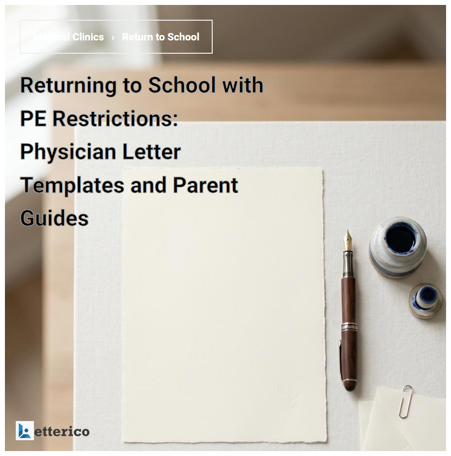Returning to School with PE Restrictions: Physician Letter Templates and Parent Guides