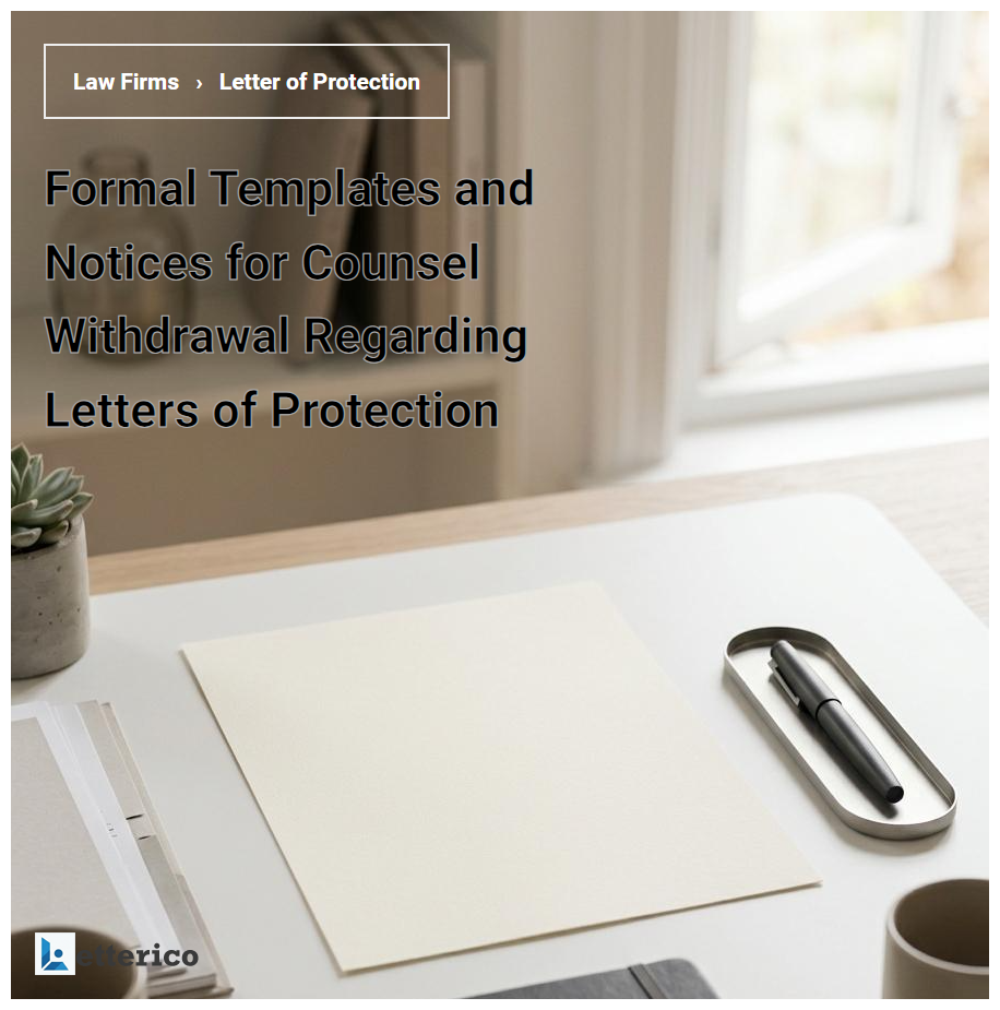 Formal Templates and Notices for Counsel Withdrawal Regarding Letters of Protection