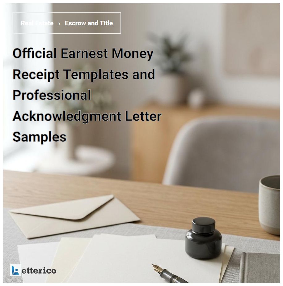 Official Earnest Money Receipt Templates and Professional Acknowledgment Letter Samples