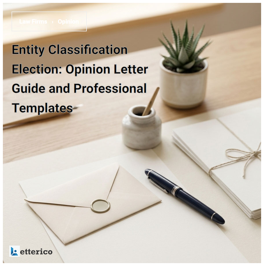 Entity Classification Election: Opinion Letter Guide and Professional Templates