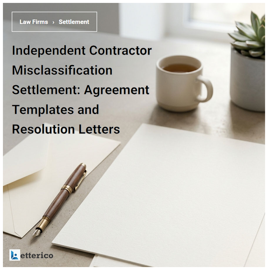 Independent Contractor Misclassification Settlement: Agreement Templates and Resolution Letters