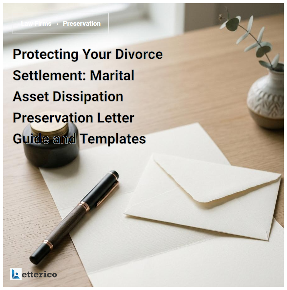 Protecting Your Divorce Settlement: Marital Asset Dissipation Preservation Letter Guide and Templates