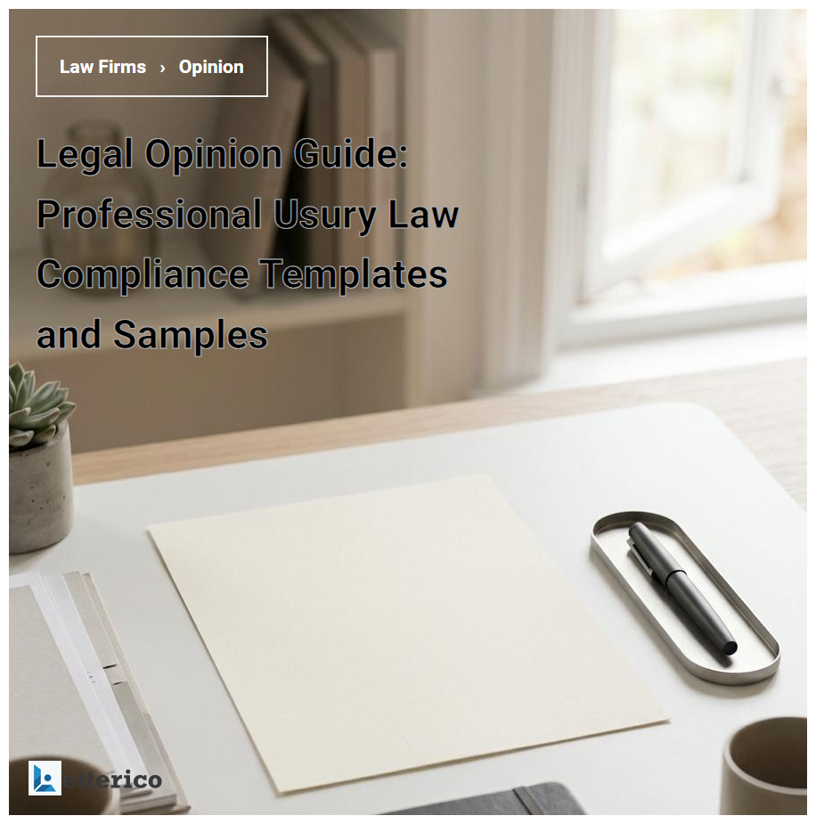 Legal Opinion Guide: Professional Usury Law Compliance Templates and Samples