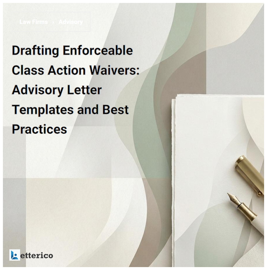 Drafting Enforceable Class Action Waivers: Advisory Letter Templates and Best Practices
