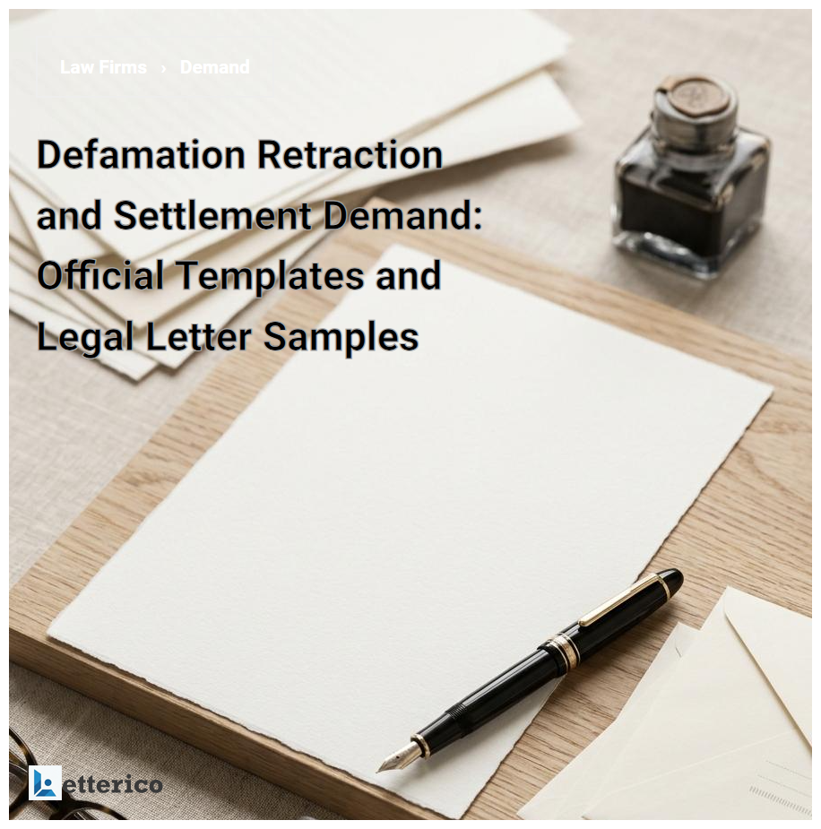 Defamation Retraction and Settlement Demand: Official Templates and Legal Letter Samples