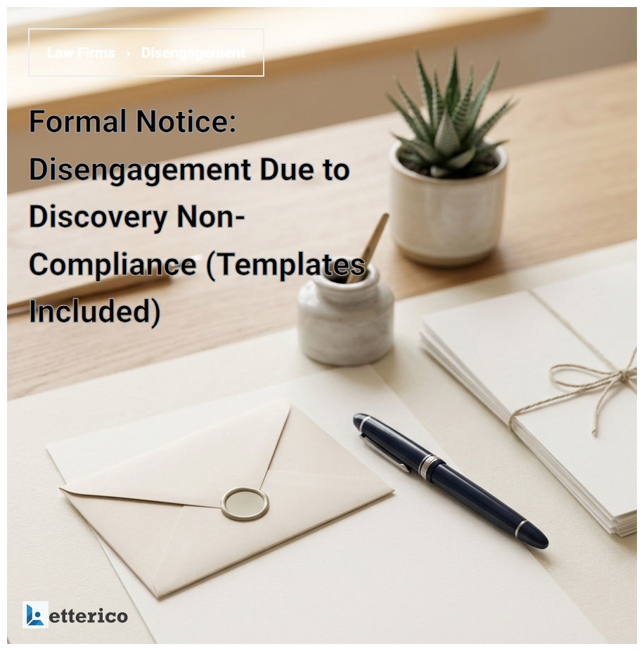 Formal Notice: Disengagement Due to Discovery Non-Compliance (Templates Included)