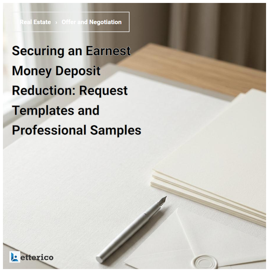 Securing an Earnest Money Deposit Reduction: Request Templates and Professional Samples