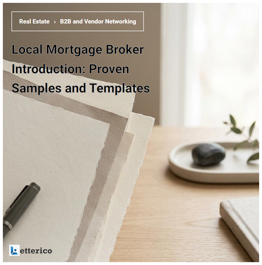 Local Mortgage Broker Introduction: Proven Samples and Templates