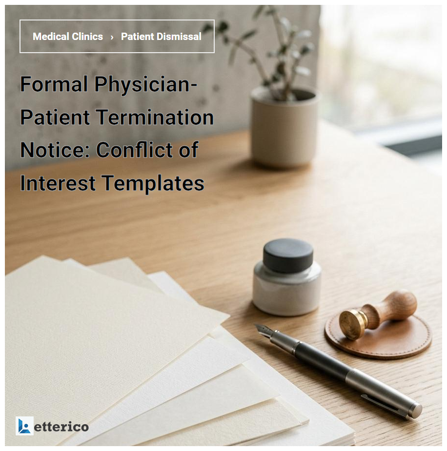 Formal Physician-Patient Termination Notice: Conflict of Interest Templates