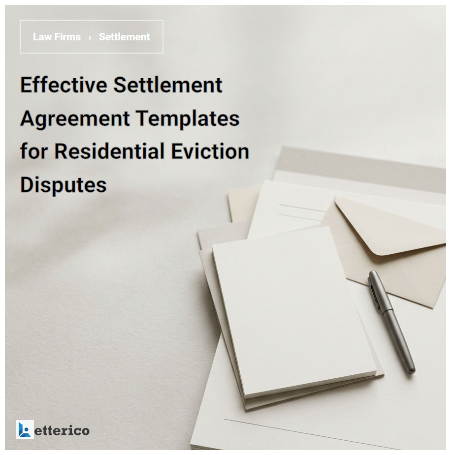 Effective Settlement Agreement Templates for Residential Eviction Disputes