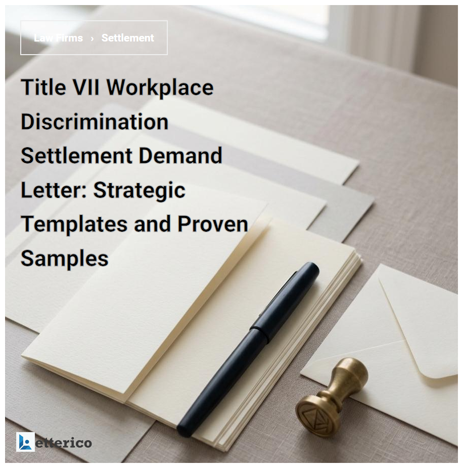 Title VII Workplace Discrimination Settlement Demand Letter: Strategic Templates and Proven Samples