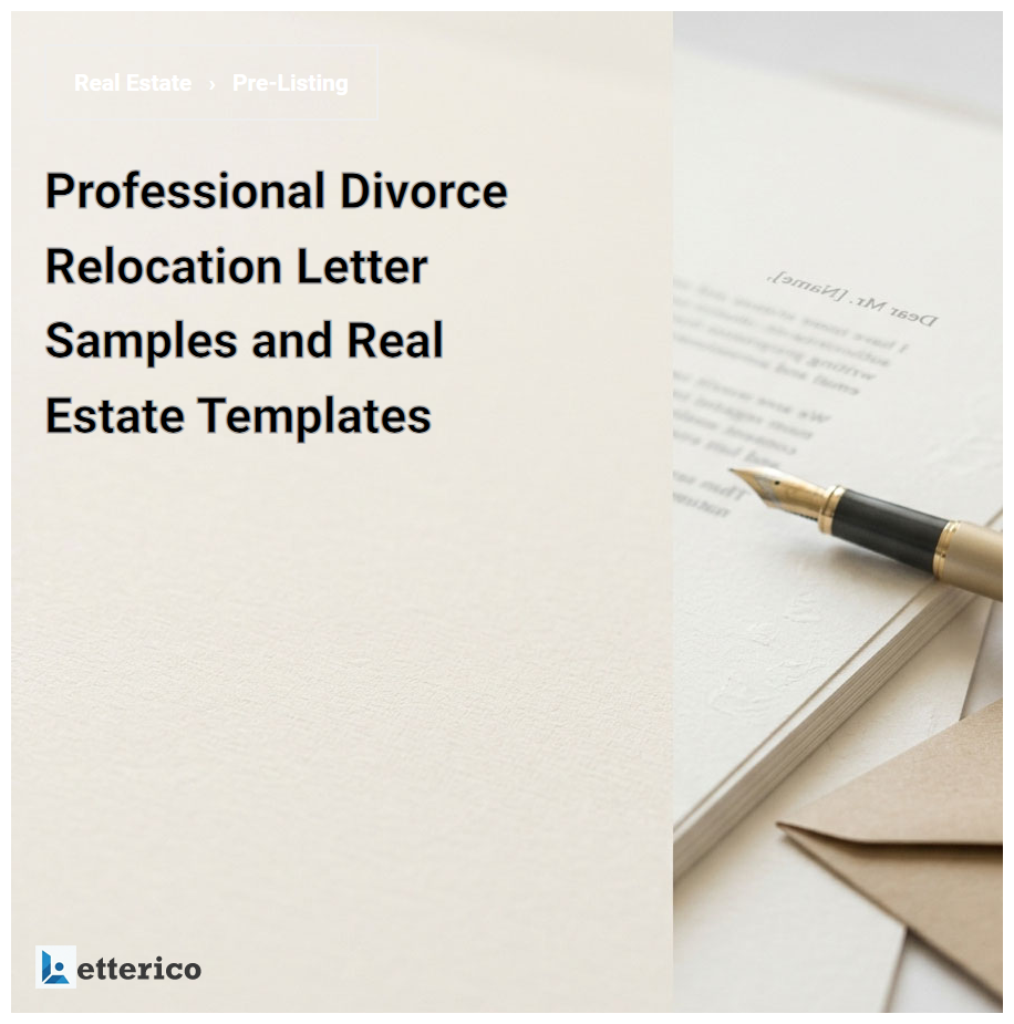 Professional Divorce Relocation Letter Samples and Real Estate Templates