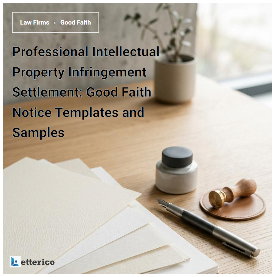 Professional Intellectual Property Infringement Settlement: Good Faith Notice Templates and Samples