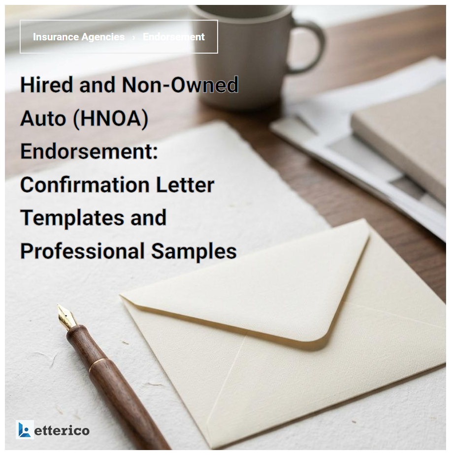 Hired and Non-Owned Auto (HNOA) Endorsement: Confirmation Letter Templates and Professional Samples