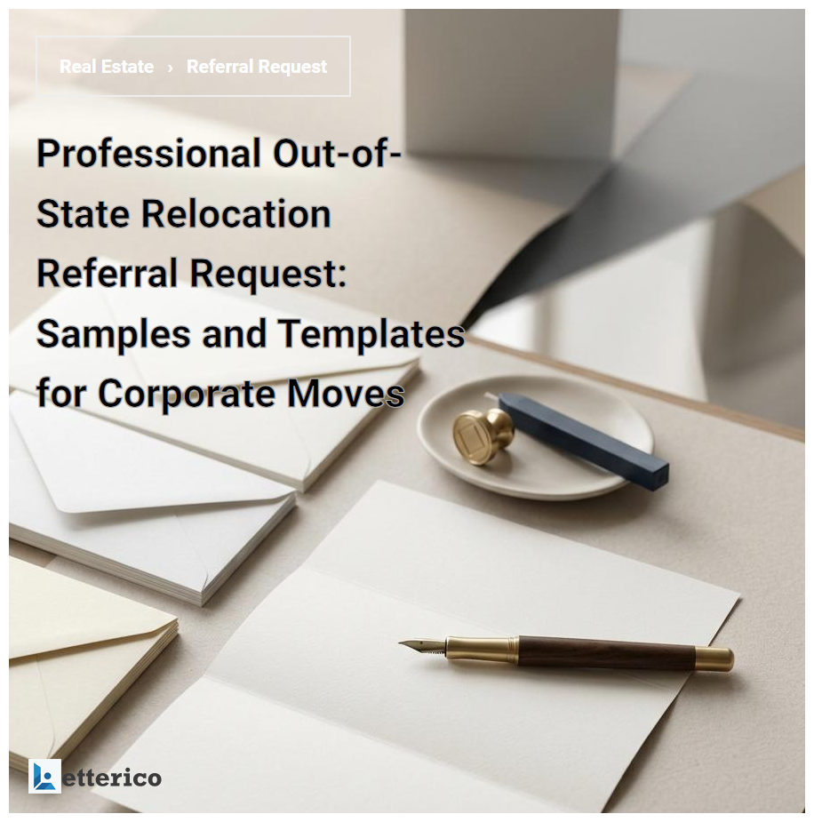 Professional Out-of-State Relocation Referral Request: Samples and Templates for Corporate Moves