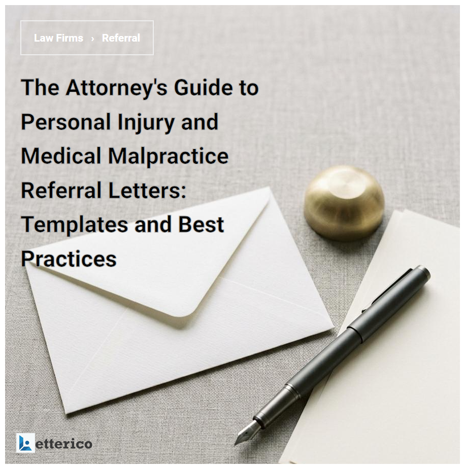The Attorney's Guide to Personal Injury and Medical Malpractice Referral Letters: Templates and Best Practices