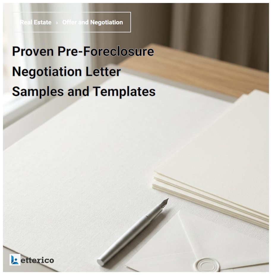 Proven Pre-Foreclosure Negotiation Letter Samples and Templates