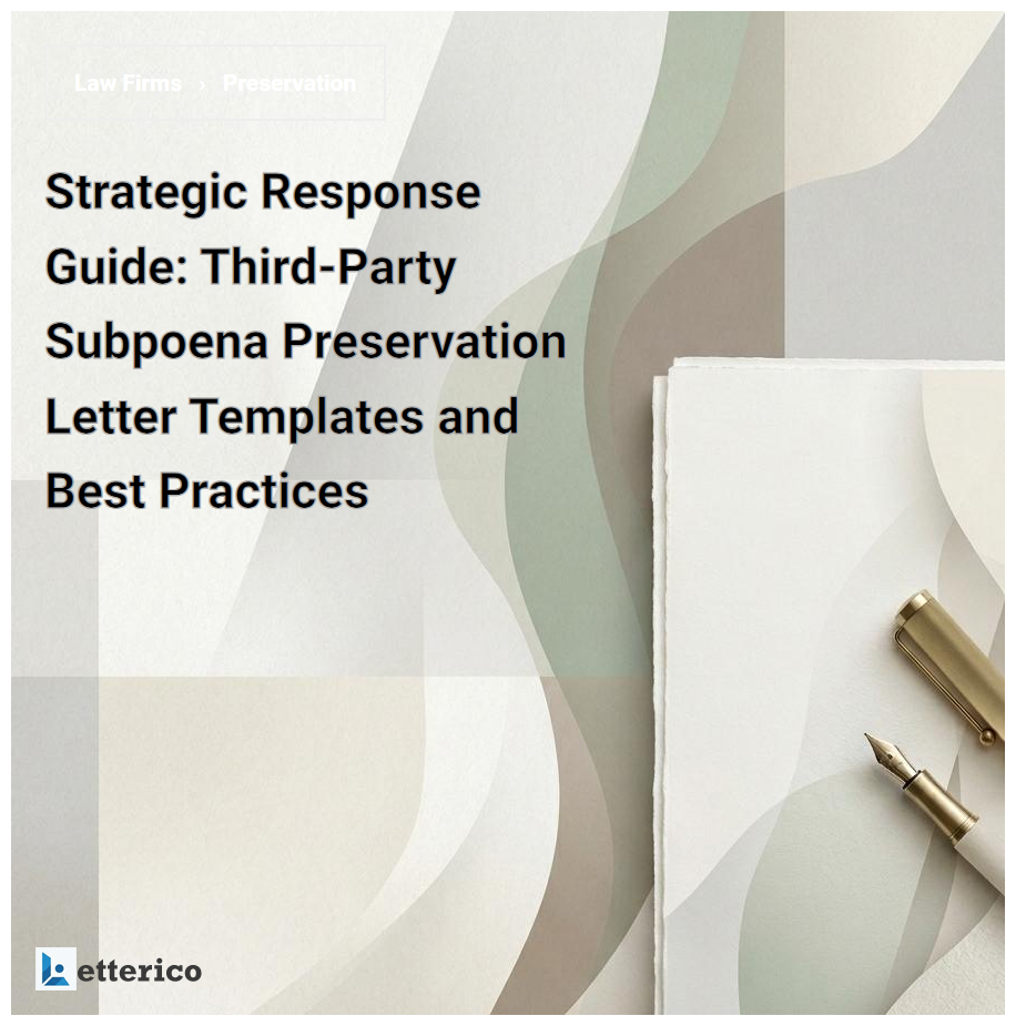 Strategic Response Guide: Third-Party Subpoena Preservation Letter Templates and Best Practices