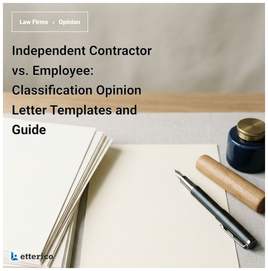 Independent Contractor vs. Employee: Classification Opinion Letter Templates and Guide