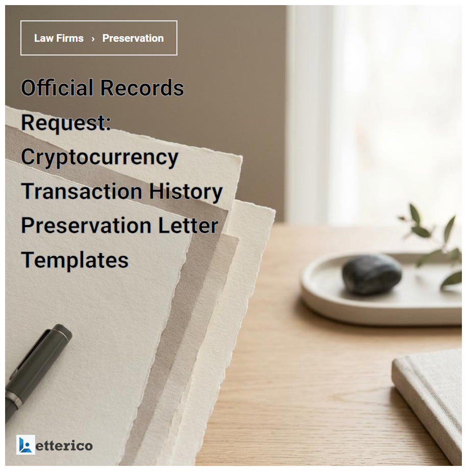 Official Records Request: Cryptocurrency Transaction History Preservation Letter Templates