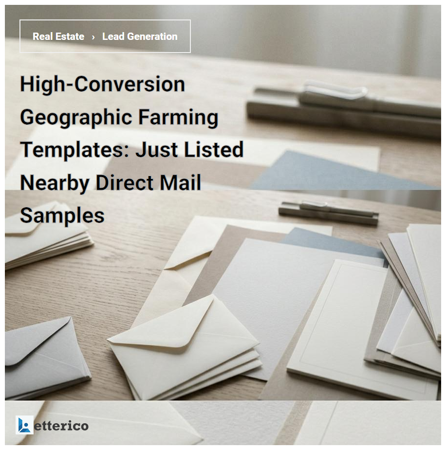 High-Conversion Geographic Farming Templates: Just Listed Nearby Direct Mail Samples