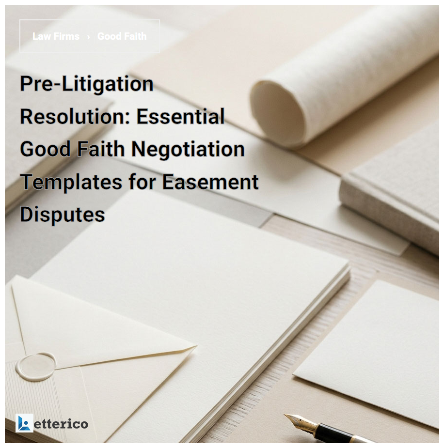 Pre-Litigation Resolution: Essential Good Faith Negotiation Templates for Easement Disputes