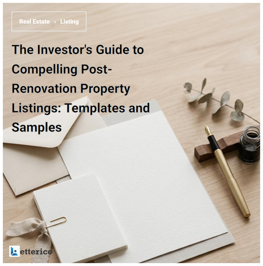 The Investor's Guide to Compelling Post-Renovation Property Listings: Templates and Samples