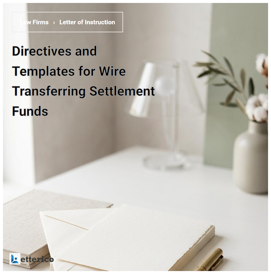 Directives and Templates for Wire Transferring Settlement Funds