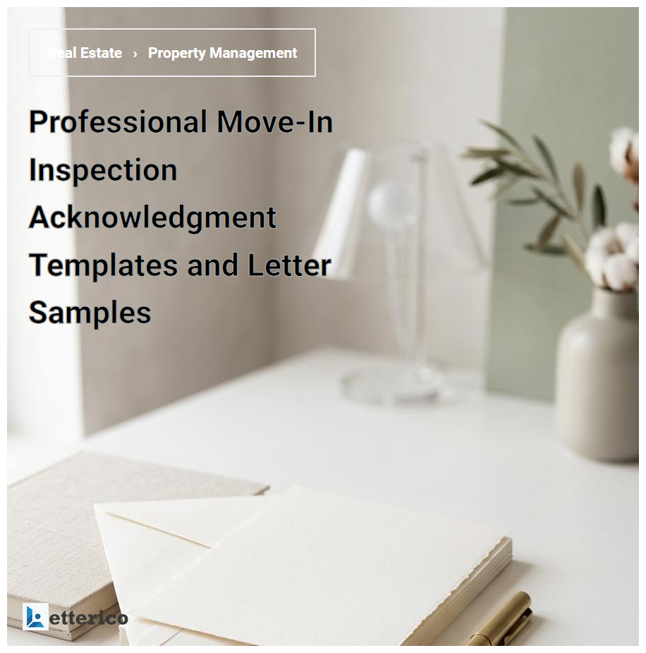 Professional Move-In Inspection Acknowledgment Templates and Letter Samples