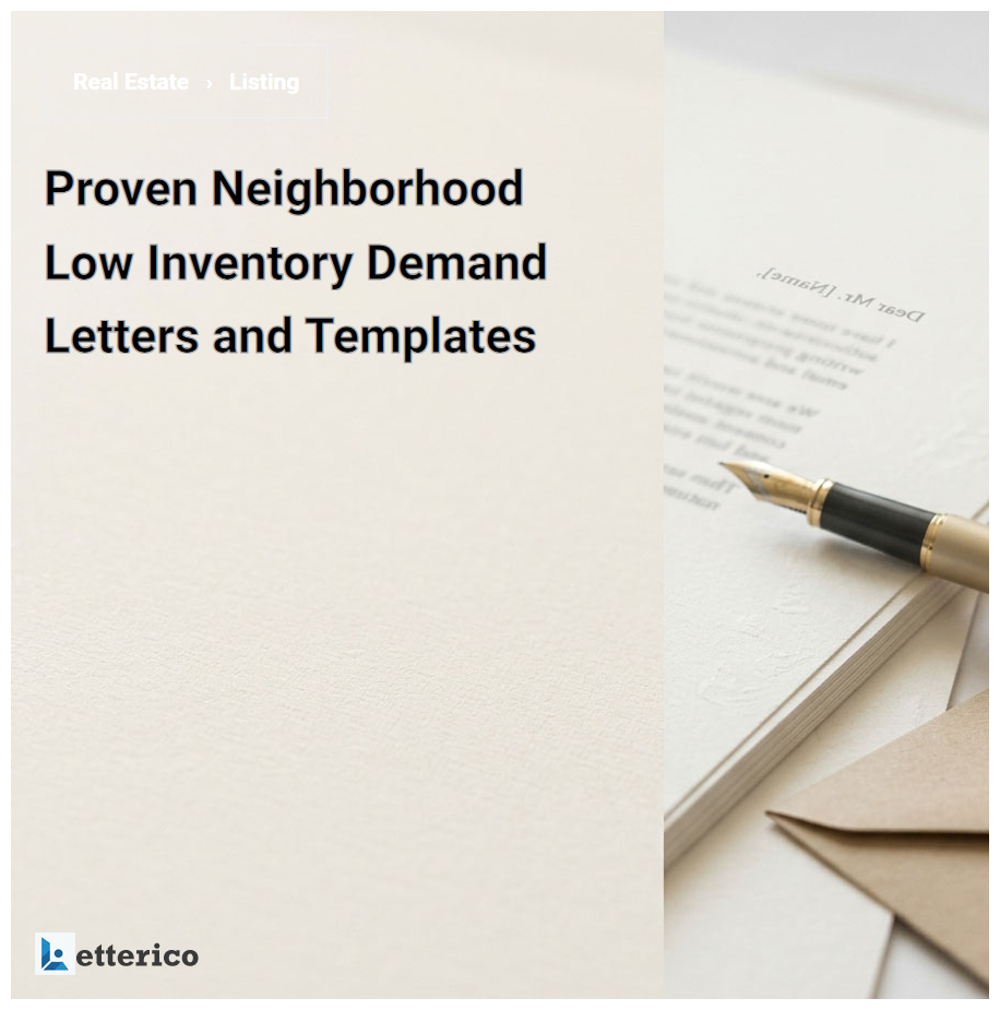 Proven Neighborhood Low Inventory Demand Letters and Templates