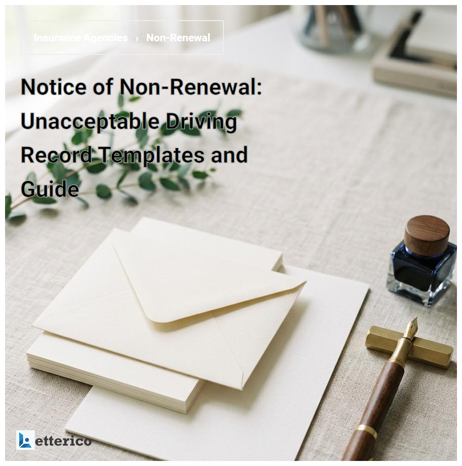 Notice of Non-Renewal: Unacceptable Driving Record Templates and Guide