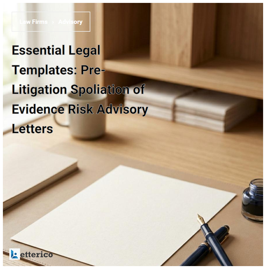 Essential Legal Templates: Pre-Litigation Spoliation of Evidence Risk Advisory Letters