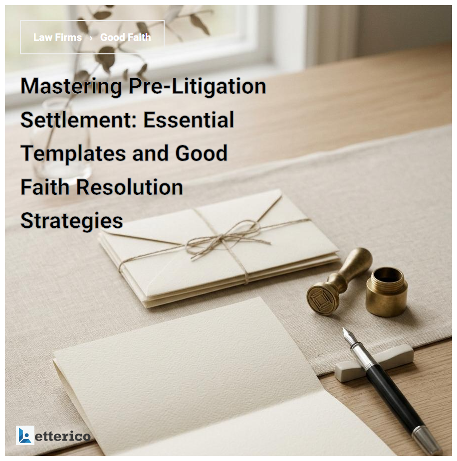 Mastering Pre-Litigation Settlement: Essential Templates and Good Faith Resolution Strategies