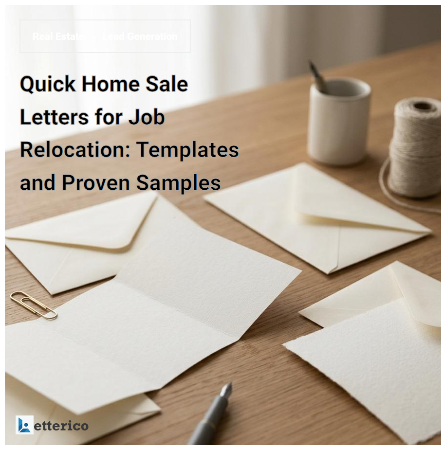 Quick Home Sale Letters for Job Relocation: Templates and Proven Samples