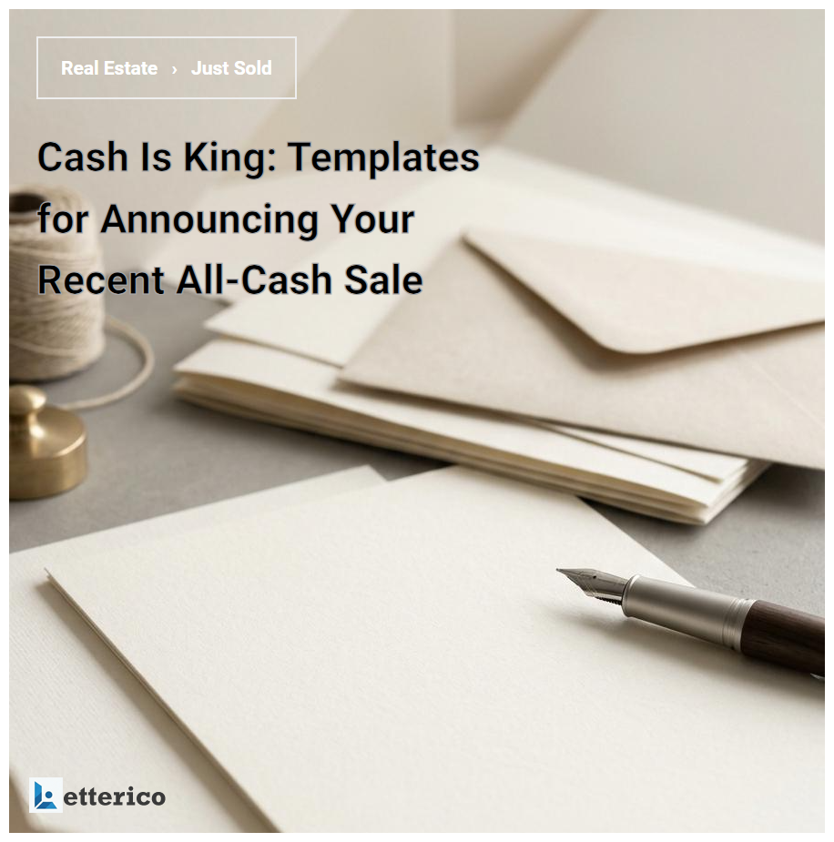 Cash Is King: Templates for Announcing Your Recent All-Cash Sale