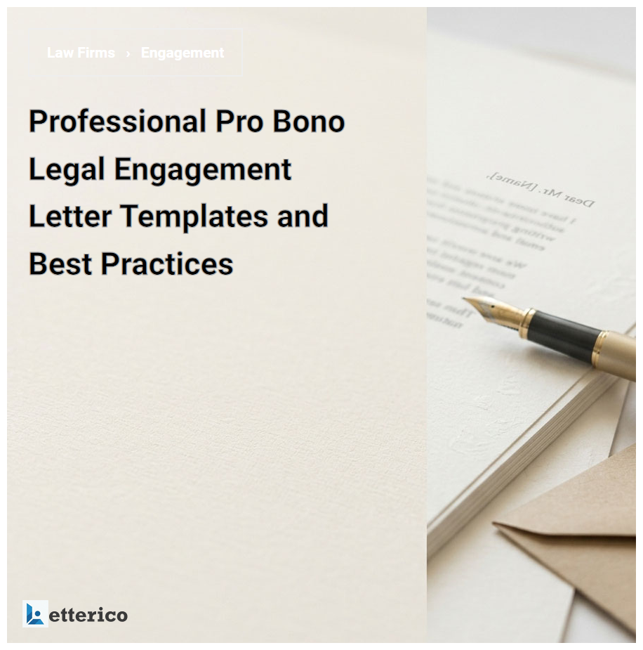 Professional Pro Bono Legal Engagement Letter Templates and Best Practices